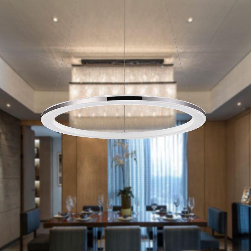 Acrylic Round Ceiling Pendant Contemporary LED 1/2/3-Head Silver Chandelier in Warm/White Light Clearhalo 'Ceiling Lights' 'Chandeliers' 'Modern Chandeliers' 'Modern' Lighting' 602193