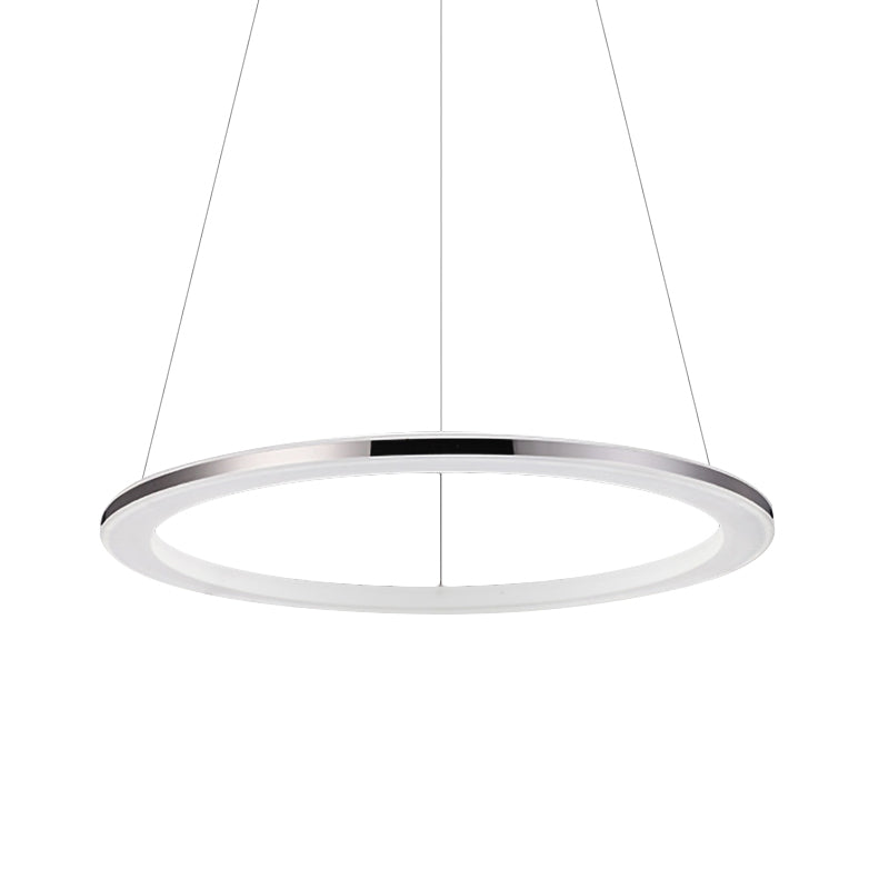 Acrylic Round Ceiling Pendant Contemporary LED 1/2/3-Head Silver Chandelier in Warm/White Light Clearhalo 'Ceiling Lights' 'Chandeliers' 'Modern Chandeliers' 'Modern' Lighting' 602195