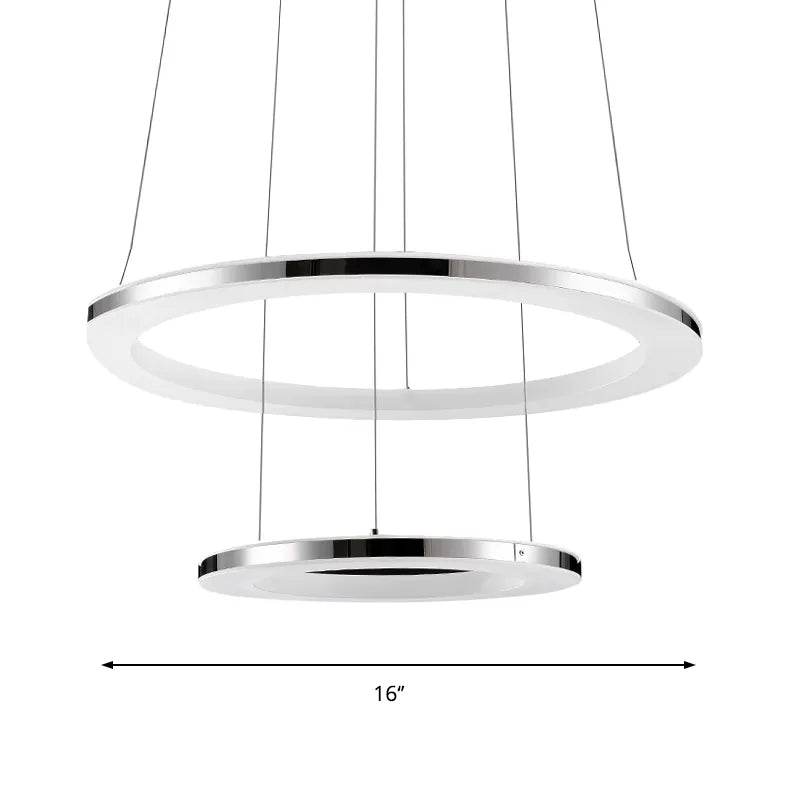 Acrylic Round Ceiling Pendant Contemporary LED 1/2/3-Head Silver Chandelier in Warm/White Light Clearhalo 'Ceiling Lights' 'Chandeliers' 'Modern Chandeliers' 'Modern' Lighting' 602201