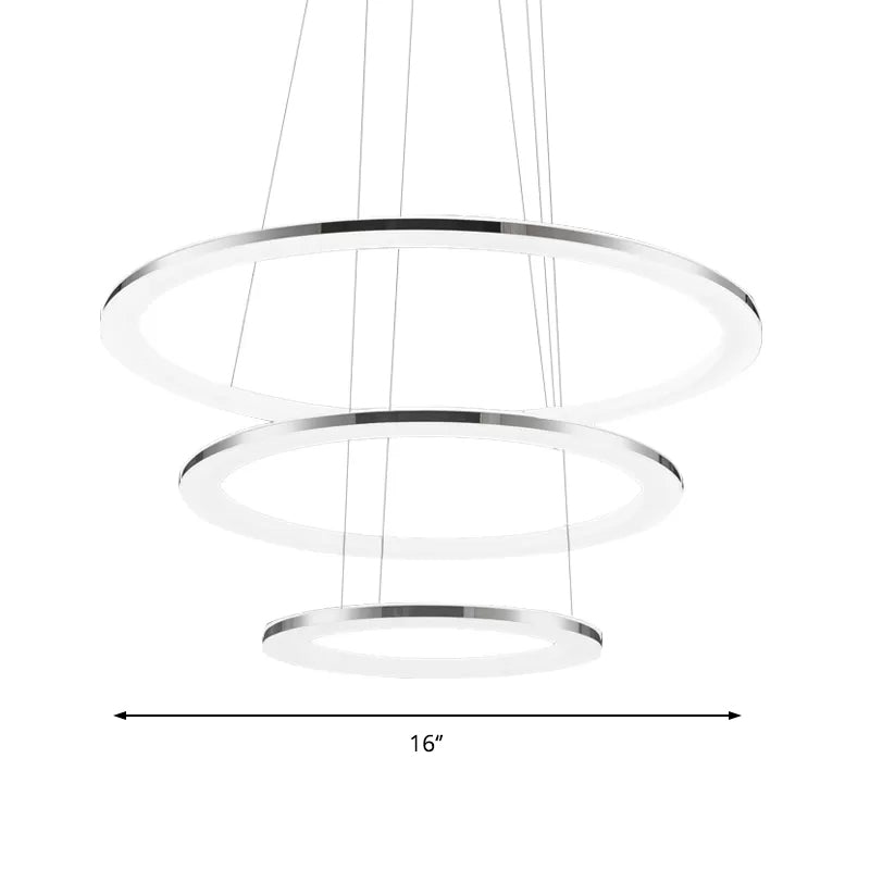 Acrylic Round Ceiling Pendant Contemporary LED 1/2/3-Head Silver Chandelier in Warm/White Light Clearhalo 'Ceiling Lights' 'Chandeliers' 'Modern Chandeliers' 'Modern' Lighting' 602206