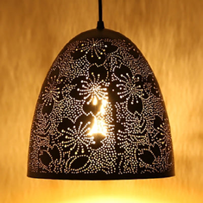 Etched Cone/Oval Metallic Hanging Ceiling Light Vintage Stylish 1 Light Dining Room Pendant Lamp in Black Black Oval Clearhalo 'Ceiling Lights' 'Modern Pendants' 'Modern' 'Pendant Lights' 'Pendants' Lighting' 60235