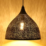 Etched Cone/Oval Metallic Hanging Ceiling Light Vintage Stylish 1 Light Dining Room Pendant Lamp in Black Black Semicircle Clearhalo 'Ceiling Lights' 'Modern Pendants' 'Modern' 'Pendant Lights' 'Pendants' Lighting' 60236