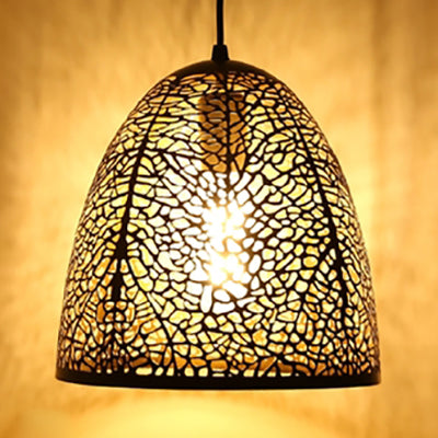 Etched Cone/Oval Metallic Hanging Ceiling Light Vintage Stylish 1 Light Dining Room Pendant Lamp in Black Black Dome Clearhalo 'Ceiling Lights' 'Modern Pendants' 'Modern' 'Pendant Lights' 'Pendants' Lighting' 60239