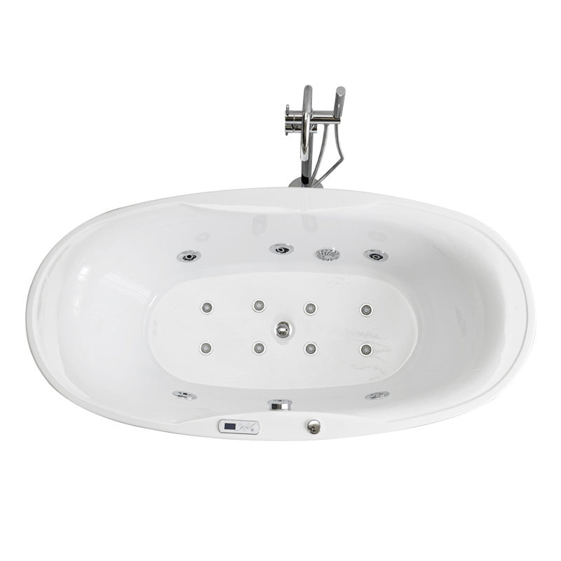 Modern Oval Acrylic Bathtub Hotel Freestanding Bath Tub in White Clearhalo 'Bathroom Remodel & Bathroom Fixtures' 'Bathtubs' 'Home Improvement' 'home_improvement' 'home_improvement_bathtubs' 'Showers & Bathtubs' 6024497