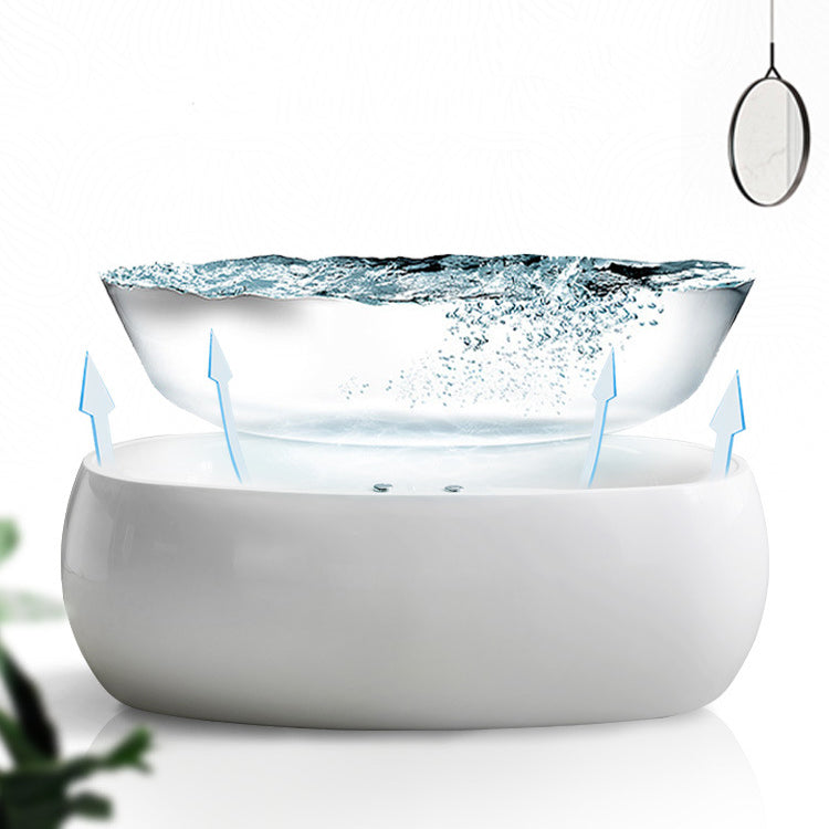 Modern Oval Acrylic Bathtub Hotel Freestanding Bath Tub in White Clearhalo 'Bathroom Remodel & Bathroom Fixtures' 'Bathtubs' 'Home Improvement' 'home_improvement' 'home_improvement_bathtubs' 'Showers & Bathtubs' 6024501