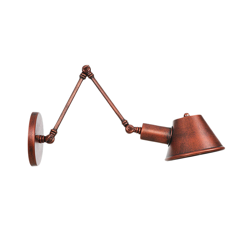 Iron Rust Finish Wall Light Fixture Bell 1-Light Farmhouse Wall Mount Sconce with Swing Arm of 6"+6"/12"+6" L Clearhalo 'Art deco wall lights' 'Cast Iron' 'Glass' 'Industrial wall lights' 'Industrial' 'Middle century wall lights' 'Modern' 'Rustic wall lights' 'Tiffany' 'Traditional wall lights' 'Wall Lamps & Sconces' 'Wall Lights' Lighting' 602983