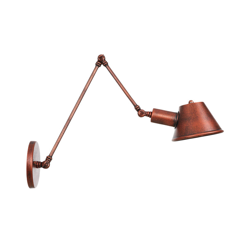 Iron Rust Finish Wall Light Fixture Bell 1-Light Farmhouse Wall Mount Sconce with Swing Arm of 6"+6"/12"+6" L Clearhalo 'Art deco wall lights' 'Cast Iron' 'Glass' 'Industrial wall lights' 'Industrial' 'Middle century wall lights' 'Modern' 'Rustic wall lights' 'Tiffany' 'Traditional wall lights' 'Wall Lamps & Sconces' 'Wall Lights' Lighting' 602988