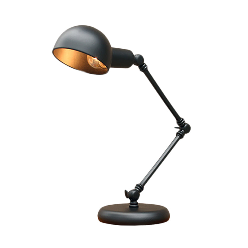 Dome Restaurant Table Lighting Vintage Iron 1-Head 4.5"/6" Wide Black Finish Desk Lamp with Swing Arm Clearhalo 'Lamps' 'Table Lamps' Lighting' 603031