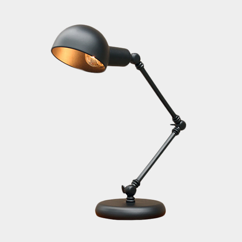 Dome Restaurant Table Lighting Vintage Iron 1-Head 4.5"/6" Wide Black Finish Desk Lamp with Swing Arm Clearhalo 'Lamps' 'Table Lamps' Lighting' 603032