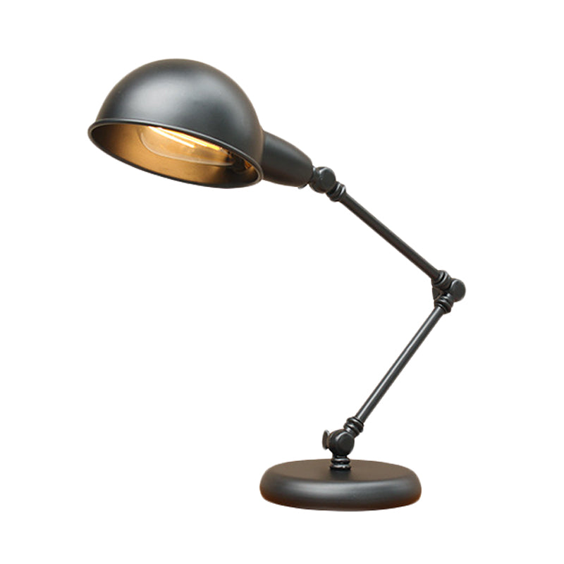 Dome Restaurant Table Lighting Vintage Iron 1-Head 4.5"/6" Wide Black Finish Desk Lamp with Swing Arm Clearhalo 'Lamps' 'Table Lamps' Lighting' 603036