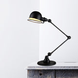 1-Bulb Iron Table Lighting Antiqued Black Finish Swing Arm Restaurant Desk Lamp with Dome and Ring Shade Clearhalo 'Lamps' 'Table Lamps' Lighting' 603068