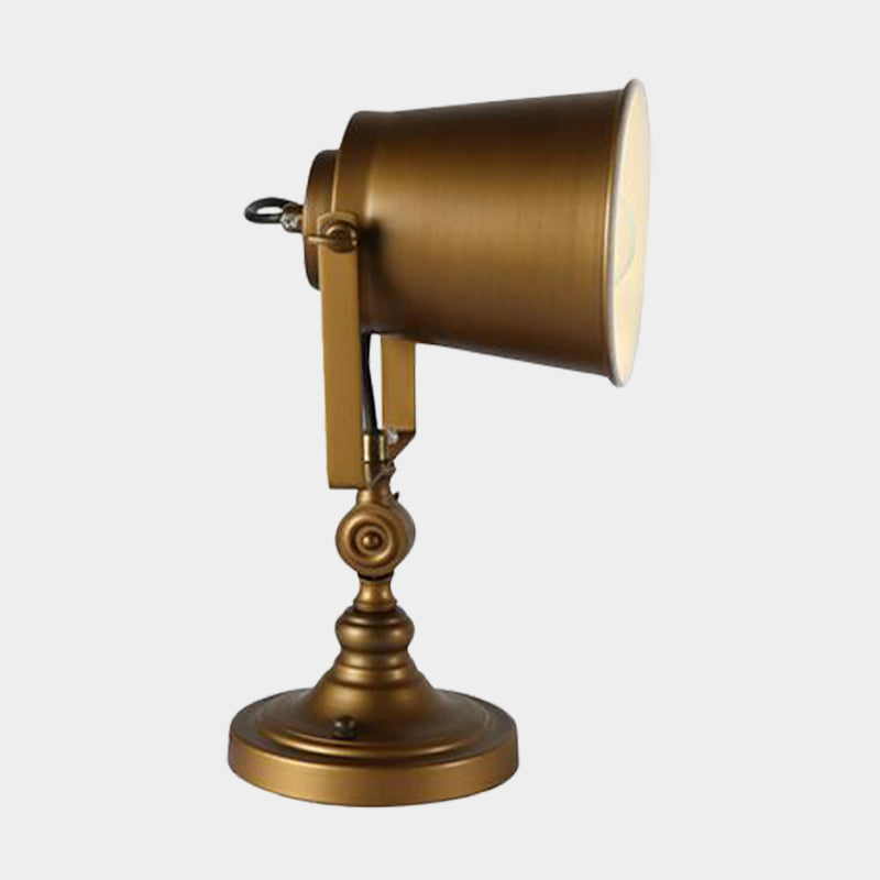 1-Head Bell Task Light Farmhouse Gold Finish Iron Night Table Lamp with Adjustable Handle Clearhalo 'Lamps' 'Table Lamps' Lighting' 603119