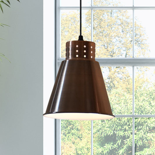 Iron Rose Gold Hanging Lighting Cone/Dome/Flared Shade 1 Bulb Farmhouse Pendant for Restaurant Clearhalo 'Art Deco Pendants' 'Cast Iron' 'Ceiling Lights' 'Ceramic' 'Crystal' 'Industrial Pendants' 'Industrial' 'Metal' 'Middle Century Pendants' 'Pendant Lights' 'Pendants' 'Tiffany' Lighting' 603185