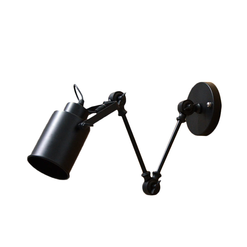 Black 1 Head Sconce Lighting Industrial Iron Swing Arm Wall Mounted Lamp for Corridor Clearhalo 'Art deco wall lights' 'Cast Iron' 'Glass' 'Industrial wall lights' 'Industrial' 'Middle century wall lights' 'Modern' 'Rustic wall lights' 'Tiffany' 'Traditional wall lights' 'Wall Lamps & Sconces' 'Wall Lights' Lighting' 603543