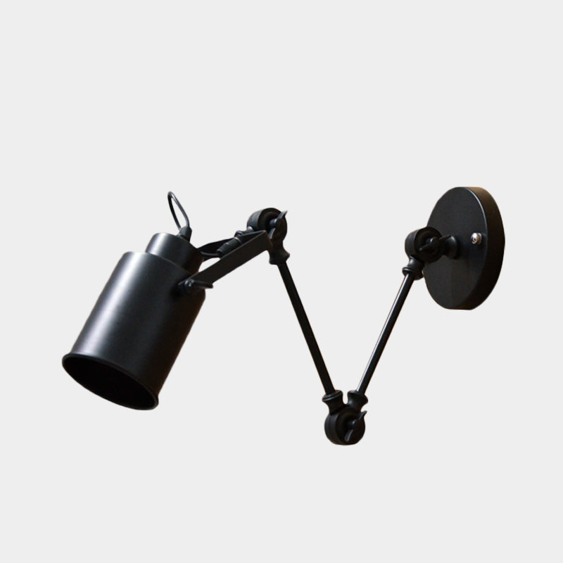 Black 1 Head Sconce Lighting Industrial Iron Swing Arm Wall Mounted Lamp for Corridor Clearhalo 'Art deco wall lights' 'Cast Iron' 'Glass' 'Industrial wall lights' 'Industrial' 'Middle century wall lights' 'Modern' 'Rustic wall lights' 'Tiffany' 'Traditional wall lights' 'Wall Lamps & Sconces' 'Wall Lights' Lighting' 603544