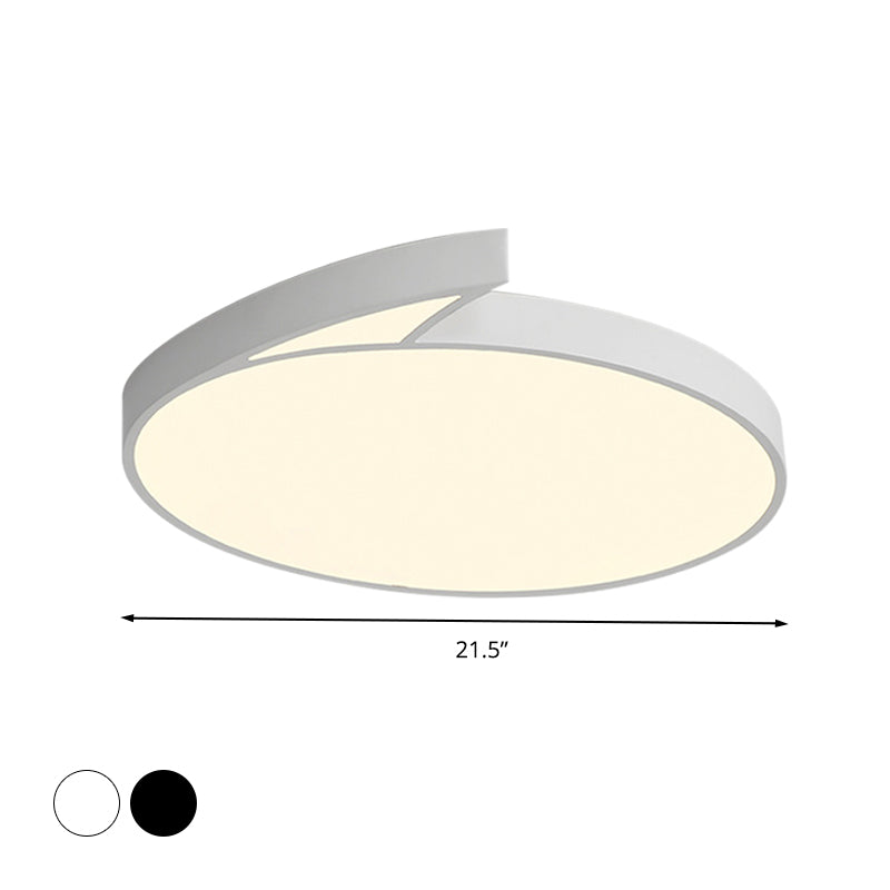 Black/White Round Flush-Mount Ceiling Fixture Modernist 18"/21.5" W LED Acrylic Flushmount with Fin Detail in White/Warm Light Clearhalo 'Ceiling Lights' 'Close To Ceiling Lights' 'Close to ceiling' 'Flush mount' Lighting' 603624