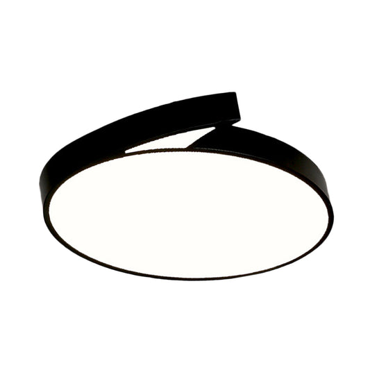 Black/White Round Flush-Mount Ceiling Fixture Modernist 18"/21.5" W LED Acrylic Flushmount with Fin Detail in White/Warm Light Clearhalo 'Ceiling Lights' 'Close To Ceiling Lights' 'Close to ceiling' 'Flush mount' Lighting' 603627