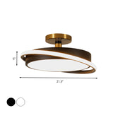 Drum Bedroom Flush Light Fixture Metal 18"/21.5" Dia LED Modernism Semi Flush Lamp in White/Black with Rotatable Ring, White/Warm Light Clearhalo 'Ceiling Lights' 'Close To Ceiling Lights' 'Close to ceiling' 'Semi-flushmount' Lighting' 603639