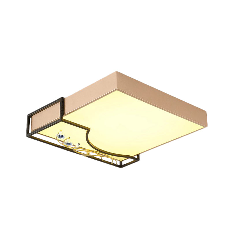 Gold Squared Flush Lighting Contemporary LED Metal Flush Mounted Ceiling Lamp with Flower Decor Clearhalo 'Ceiling Lights' 'Close To Ceiling Lights' 'Close to ceiling' 'Flush mount' Lighting' 603650