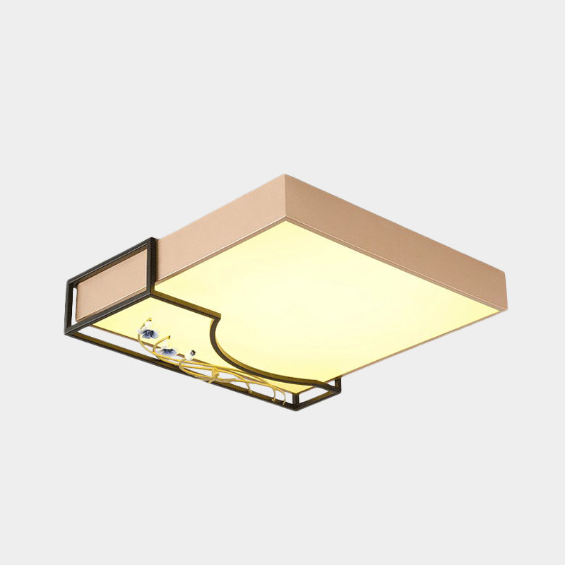 Gold Squared Flush Lighting Contemporary LED Metal Flush Mounted Ceiling Lamp with Flower Decor Clearhalo 'Ceiling Lights' 'Close To Ceiling Lights' 'Close to ceiling' 'Flush mount' Lighting' 603651