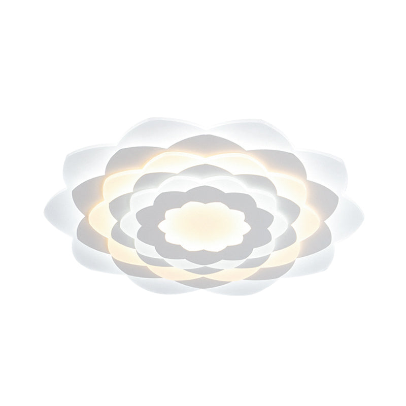 Flower-Shaped Flushmount Contemporary Acrylic LED White Flush Ceiling Light for Bedroom, 16"/19.5" Wide Clearhalo 'Ceiling Lights' 'Close To Ceiling Lights' 'Close to ceiling' 'Flush mount' Lighting' 603655