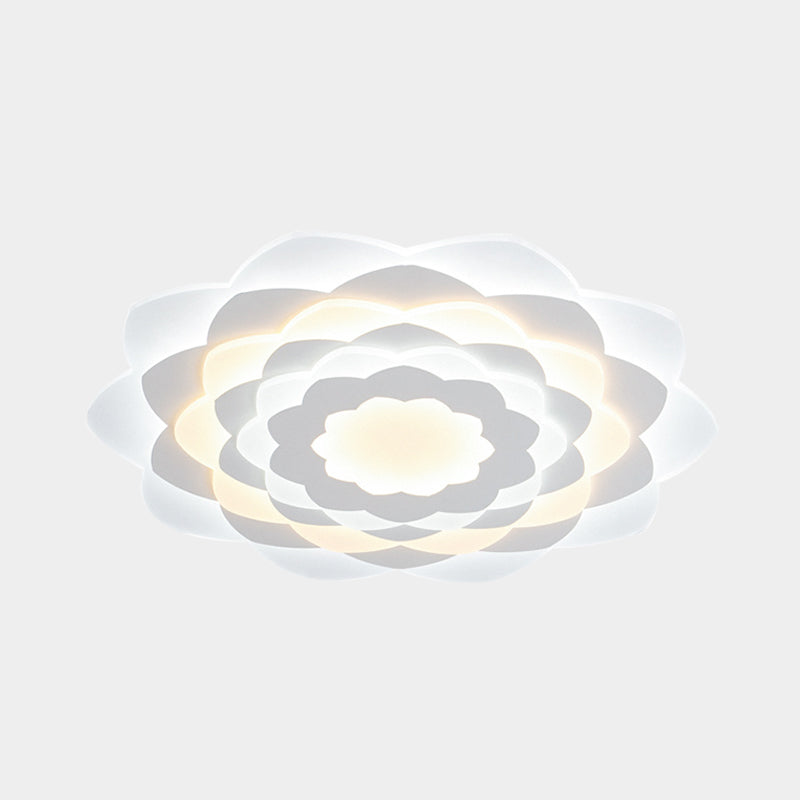 Flower-Shaped Flushmount Contemporary Acrylic LED White Flush Ceiling Light for Bedroom, 16"/19.5" Wide Clearhalo 'Ceiling Lights' 'Close To Ceiling Lights' 'Close to ceiling' 'Flush mount' Lighting' 603656