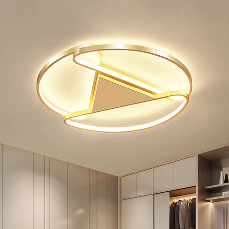 3-Semicircle Acrylic Flushmount Modernism 18"/23.5" Wide LED Gold Flush Mount Ceiling Light with Triangle Canopy Middle, Warm/White Light Clearhalo 'Ceiling Lights' 'Close To Ceiling Lights' 'Close to ceiling' 'Flush mount' Lighting' 603676