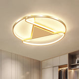 3-Semicircle Acrylic Flushmount Modernism 18"/23.5" Wide LED Gold Flush Mount Ceiling Light with Triangle Canopy Middle, Warm/White Light Clearhalo 'Ceiling Lights' 'Close To Ceiling Lights' 'Close to ceiling' 'Flush mount' Lighting' 603676