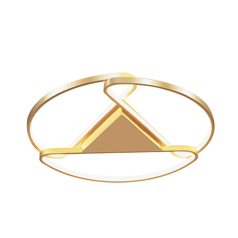 3-Semicircle Acrylic Flushmount Modernism 18"/23.5" Wide LED Gold Flush Mount Ceiling Light with Triangle Canopy Middle, Warm/White Light Clearhalo 'Ceiling Lights' 'Close To Ceiling Lights' 'Close to ceiling' 'Flush mount' Lighting' 603677