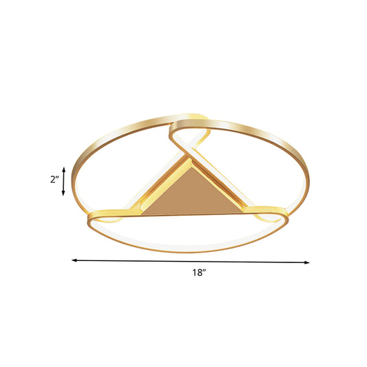 3-Semicircle Acrylic Flushmount Modernism 18"/23.5" Wide LED Gold Flush Mount Ceiling Light with Triangle Canopy Middle, Warm/White Light Clearhalo 'Ceiling Lights' 'Close To Ceiling Lights' 'Close to ceiling' 'Flush mount' Lighting' 603679