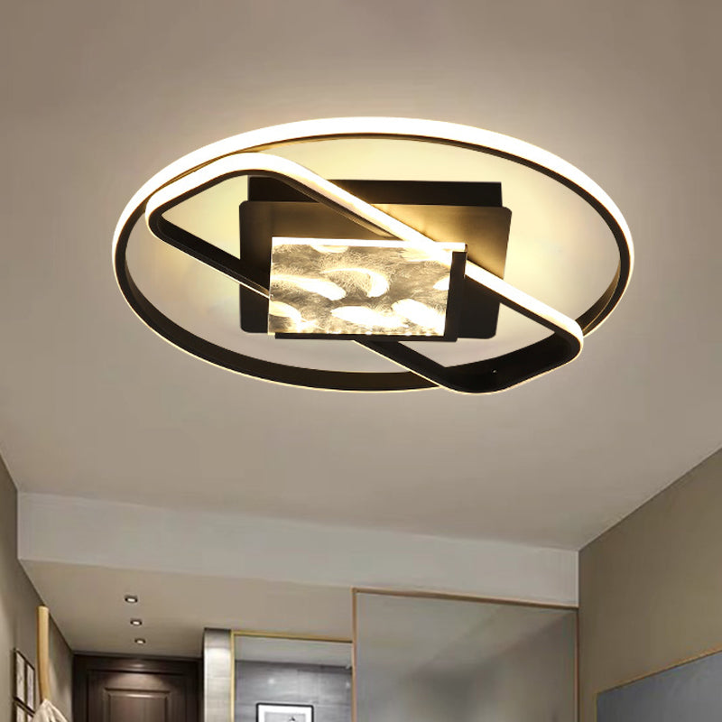 Modern Ring and Square Flushmount Acrylic LED Bedroom Ceiling Flush Mount in Black Clearhalo 'Ceiling Lights' 'Close To Ceiling Lights' 'Close to ceiling' 'Flush mount' Lighting' 603707