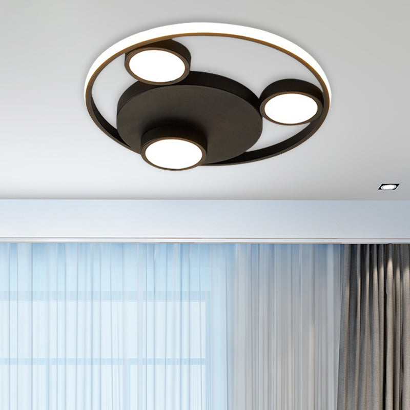 Bear Head Shape Flush Light Fixture Contemporary Acrylic LED Black Flush Mounted Lamp Black Clearhalo 'Ceiling Lights' 'Close To Ceiling Lights' 'Close to ceiling' 'Flush mount' Lighting' 603711