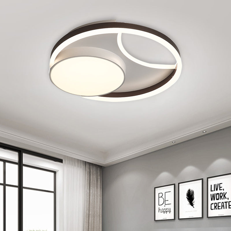 Metallic Round Flushmount Lighting Minimalist LED Ceiling Mounted Fixture in Coffee for Bedroom, 16.5"/20.5" Wide Coffee Clearhalo 'Ceiling Lights' 'Close To Ceiling Lights' 'Close to ceiling' 'Flush mount' Lighting' 603716