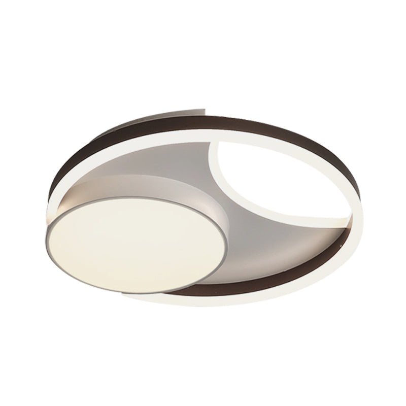 Metallic Round Flushmount Lighting Minimalist LED Ceiling Mounted Fixture in Coffee for Bedroom, 16.5"/20.5" Wide Clearhalo 'Ceiling Lights' 'Close To Ceiling Lights' 'Close to ceiling' 'Flush mount' Lighting' 603718