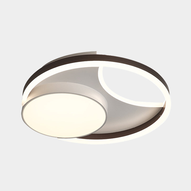 Metallic Round Flushmount Lighting Minimalist LED Ceiling Mounted Fixture in Coffee for Bedroom, 16.5"/20.5" Wide Clearhalo 'Ceiling Lights' 'Close To Ceiling Lights' 'Close to ceiling' 'Flush mount' Lighting' 603719