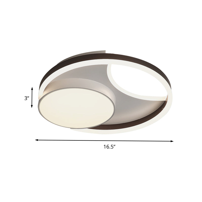 Metallic Round Flushmount Lighting Minimalist LED Ceiling Mounted Fixture in Coffee for Bedroom, 16.5"/20.5" Wide Clearhalo 'Ceiling Lights' 'Close To Ceiling Lights' 'Close to ceiling' 'Flush mount' Lighting' 603720