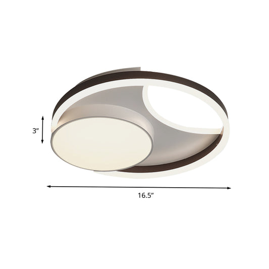 Metallic Round Flushmount Lighting Minimalist LED Ceiling Mounted Fixture in Coffee for Bedroom, 16.5"/20.5" Wide Clearhalo 'Ceiling Lights' 'Close To Ceiling Lights' 'Close to ceiling' 'Flush mount' Lighting' 603720