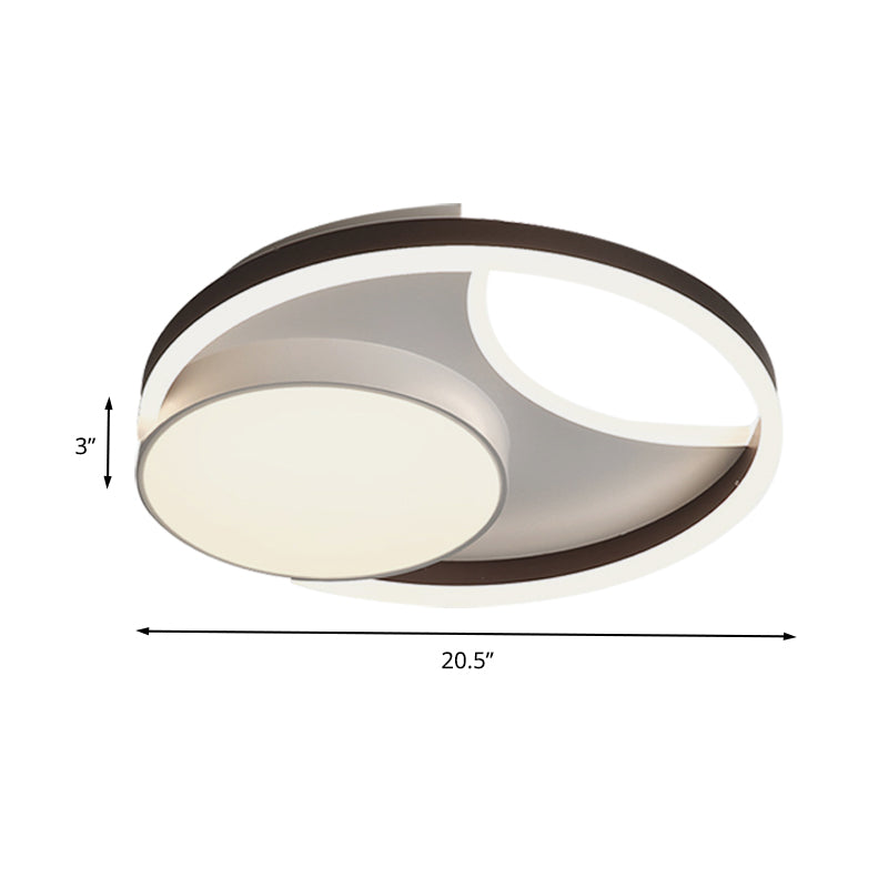 Metallic Round Flushmount Lighting Minimalist LED Ceiling Mounted Fixture in Coffee for Bedroom, 16.5"/20.5" Wide Clearhalo 'Ceiling Lights' 'Close To Ceiling Lights' 'Close to ceiling' 'Flush mount' Lighting' 603721