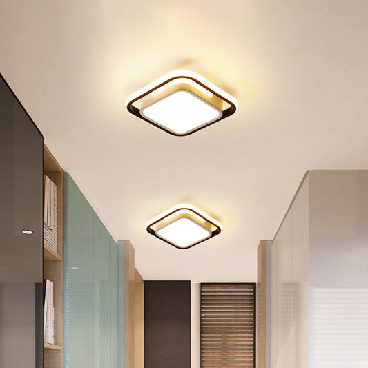 Squared Flush Lighting Simple Metallic LED Black Flush Mount Ceiling Lamp for Corridor in White/Warm/3 Color Light Clearhalo 'Ceiling Lights' 'Close To Ceiling Lights' 'Close to ceiling' 'Flush mount' Lighting' 603735