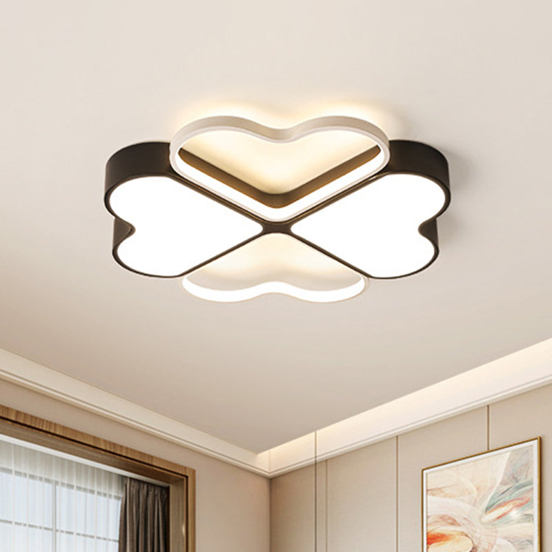 Clover Ceiling Flush Mount Contemporary Metal LED Black Flush Light Fixture for Bedroom in Warm/White Light Clearhalo 'Ceiling Lights' 'Close To Ceiling Lights' 'Close to ceiling' 'Flush mount' Lighting' 603754