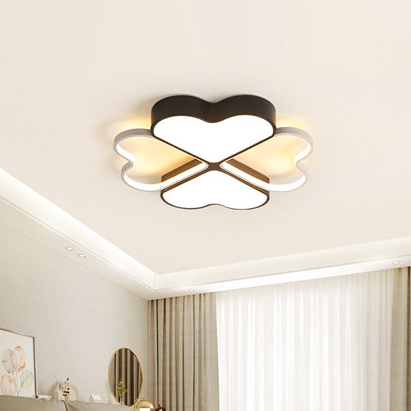 Clover Ceiling Flush Mount Contemporary Metal LED Black Flush Light Fixture for Bedroom in Warm/White Light Clearhalo 'Ceiling Lights' 'Close To Ceiling Lights' 'Close to ceiling' 'Flush mount' Lighting' 603755