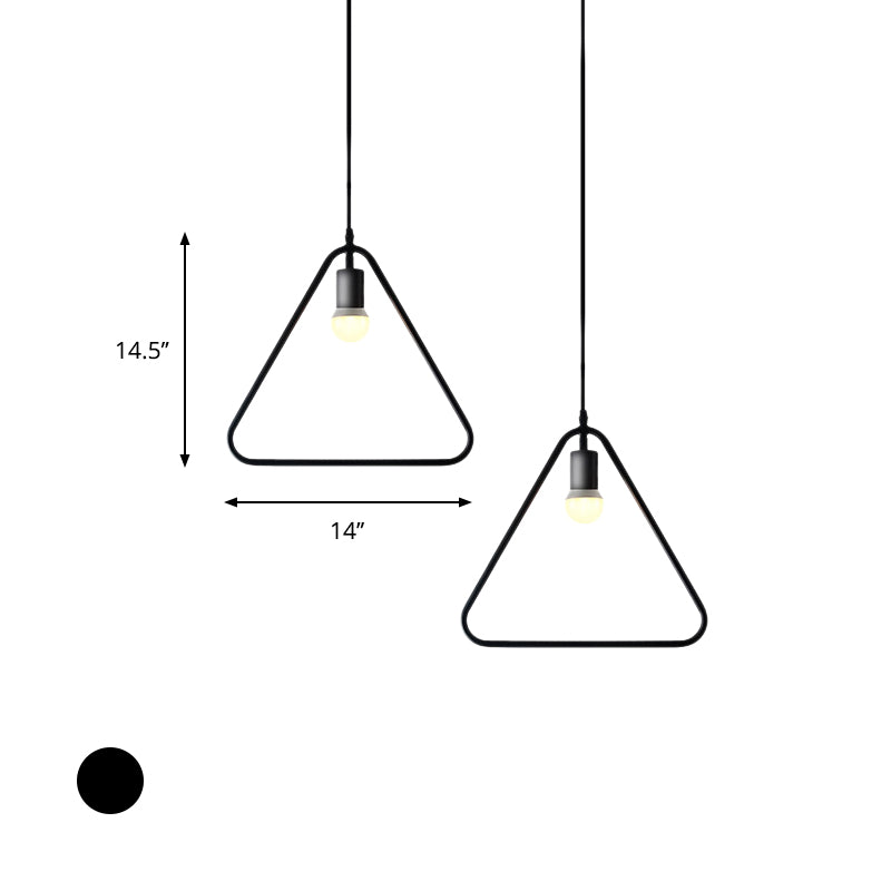 Industrial Triangle/Round Pendant Light 1 Head Metal Ceiling Lighting with Frame Shade in Black for Dining Room Clearhalo 'Art Deco Pendants' 'Black' 'Cast Iron' 'Ceiling Lights' 'Ceramic' 'Crystal' 'Industrial Pendants' 'Industrial' 'Metal' 'Middle Century Pendants' 'Pendant Lights' 'Pendants' 'Rustic Pendants' 'Tiffany' Lighting' 603787