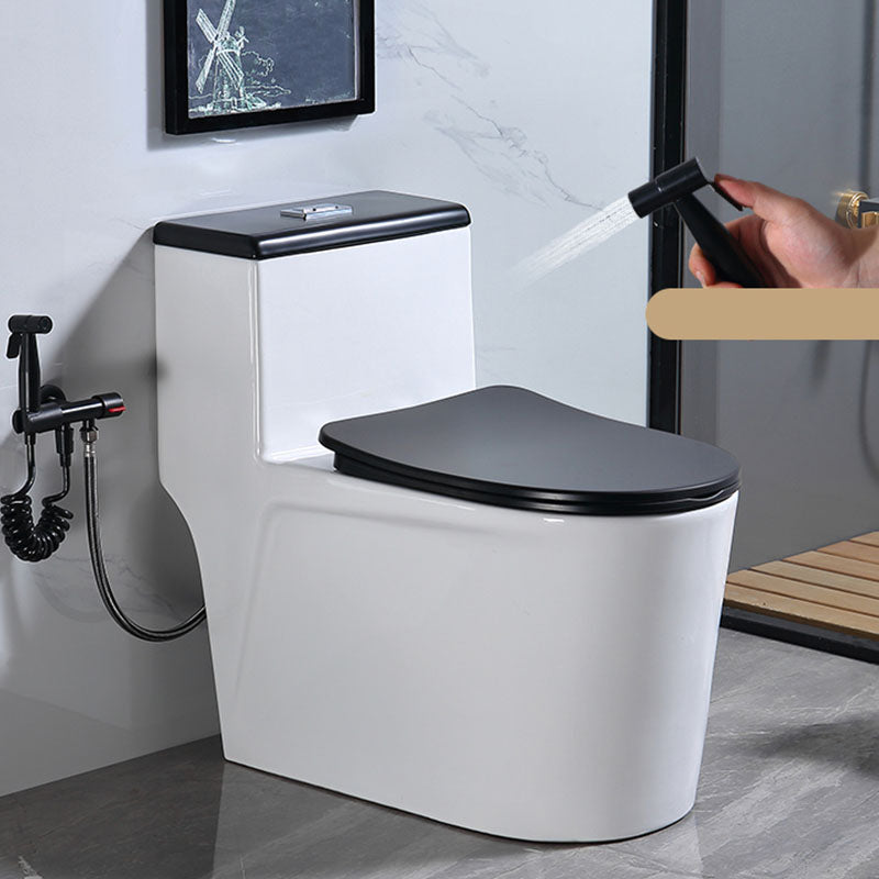 Floor Mount Toilet Black and White Toilet with Siphon Jet Water-saving Function Clearhalo 'Bathroom Remodel & Bathroom Fixtures' 'Home Improvement' 'home_improvement' 'home_improvement_toilets' 'Toilets & Bidets' 'Toilets' 6038126