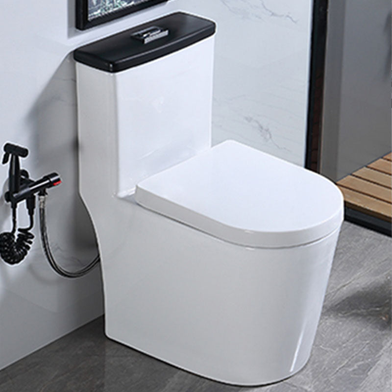 Floor Mount Toilet Black and White Toilet with Siphon Jet Water-saving Function 15"L x 23"W x 28"H White Clearhalo 'Bathroom Remodel & Bathroom Fixtures' 'Home Improvement' 'home_improvement' 'home_improvement_toilets' 'Toilets & Bidets' 'Toilets' 6038129