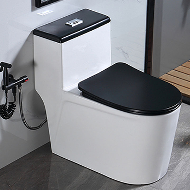 Floor Mount Toilet Black and White Toilet with Siphon Jet Water-saving Function 15"L x 27"W x 26"H Black Clearhalo 'Bathroom Remodel & Bathroom Fixtures' 'Home Improvement' 'home_improvement' 'home_improvement_toilets' 'Toilets & Bidets' 'Toilets' 6038130