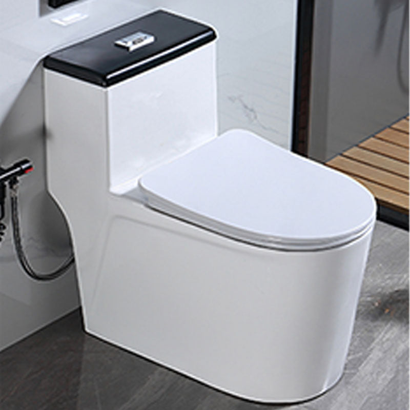 Floor Mount Toilet Black and White Toilet with Siphon Jet Water-saving Function 15"L x 27"W x 26"H White Clearhalo 'Bathroom Remodel & Bathroom Fixtures' 'Home Improvement' 'home_improvement' 'home_improvement_toilets' 'Toilets & Bidets' 'Toilets' 6038132
