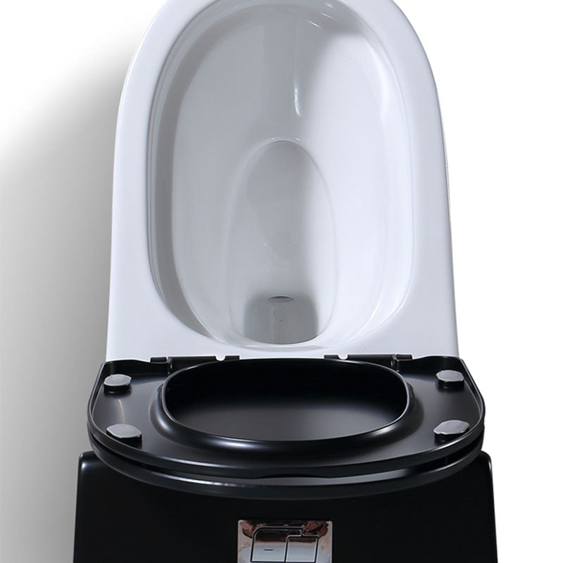 Floor Mount Toilet Black and White Toilet with Siphon Jet Water-saving Function Clearhalo 'Bathroom Remodel & Bathroom Fixtures' 'Home Improvement' 'home_improvement' 'home_improvement_toilets' 'Toilets & Bidets' 'Toilets' 6038136