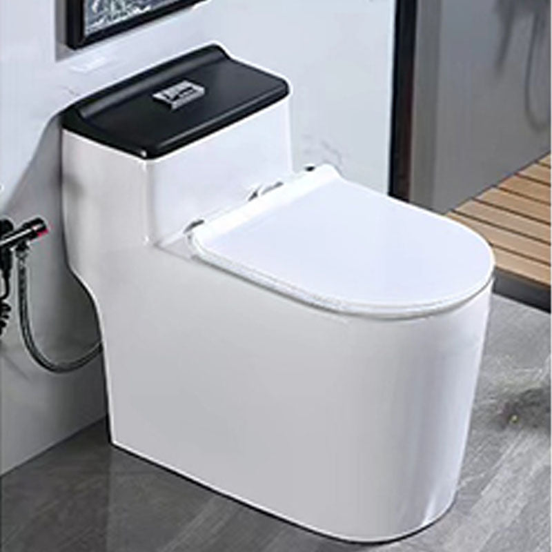 Floor Mount Toilet Black and White Toilet with Siphon Jet Water-saving Function 15"L x 28"W x 24"H White Clearhalo 'Bathroom Remodel & Bathroom Fixtures' 'Home Improvement' 'home_improvement' 'home_improvement_toilets' 'Toilets & Bidets' 'Toilets' 6038137