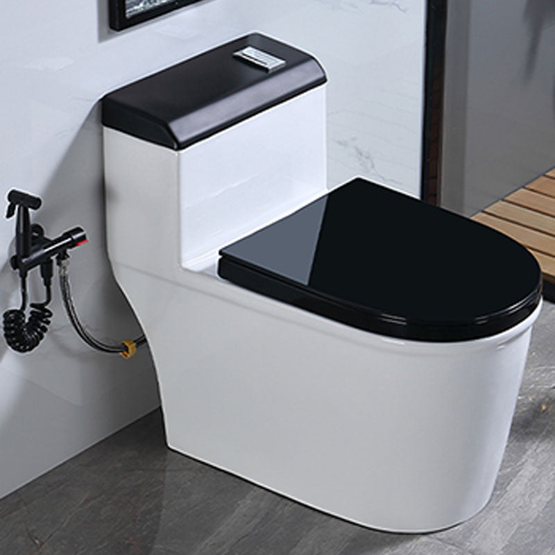 Floor Mount Toilet Black and White Toilet with Siphon Jet Water-saving Function 16"L x 29"W x 26"H Black Clearhalo 'Bathroom Remodel & Bathroom Fixtures' 'Home Improvement' 'home_improvement' 'home_improvement_toilets' 'Toilets & Bidets' 'Toilets' 6038138