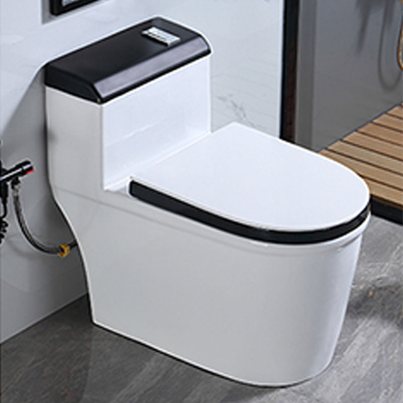 Floor Mount Toilet Black and White Toilet with Siphon Jet Water-saving Function 16"L x 29"W x 26"H White Clearhalo 'Bathroom Remodel & Bathroom Fixtures' 'Home Improvement' 'home_improvement' 'home_improvement_toilets' 'Toilets & Bidets' 'Toilets' 6038141